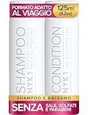 NYK1 Shampoo E Balsamo Per Capelli Senza Sale E Solfati (Set Iniziale 125ml x 2) Set Di Shampoo E Balsamo Senza Solfati Per Extension, Colore E Trattamento Alla Cheratina - Detersione Delicata