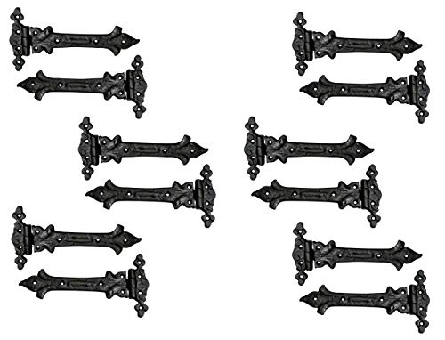 Image of Adonai Hardware Adonijah Antique Cast Iron Strap T Hinge (7.9 inch x 12 Pack, Beeswax Living Finish) for Barn Doors, Gates, Kitchen Cabinets, Sheds, Wooden Box, Furniture, Cedar Chest and Trunks