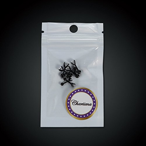 Charisma 16G Cartilage Tragus Helix Stud Stainless Steel Barbell Earrings For Women Men Toodlers Screw Back Piercing Earrings (4 Pairs, 6Mm Bar Length, 3Mm-6Mm White Cubic Zirconia, Black) #TOP6