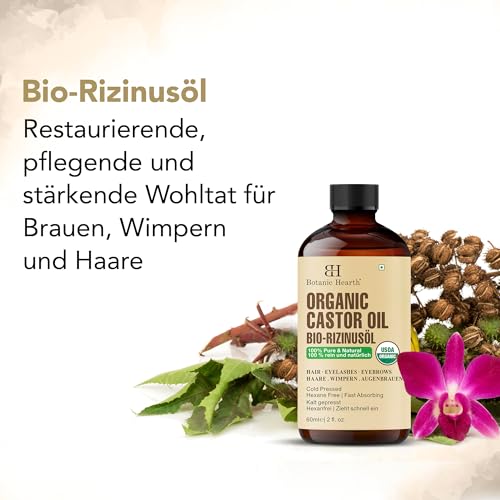 Botanic Hearth Rizinusöl 60 ml (Castor Oil) | USDA-zertifiziertes Bio | 100% rein und hexanfrei | Kaltgepresst | Wachstum für Wimpern… – Ansicht 3
