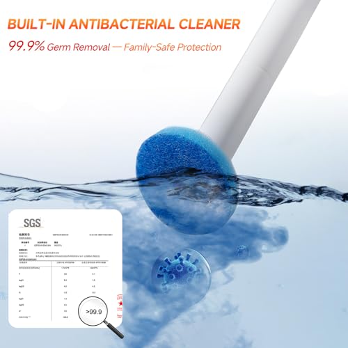 Image of Disposable Toilet Brush,Wall Mounted Disposable Toilet Bowl Cleaner Wand,Automatic Pop-Out & Close Toilet Scrubber with Holder 8 Cleaner Refill Pads 360 Deep Clean for Bathroom Cleaning