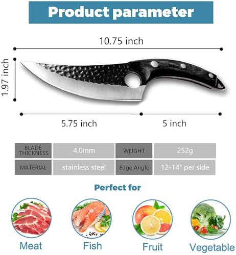 Dream Reach Chef Knife Black Hand Forged Kitchen Knife with Sheath Full Tang Japanese Knife High Carbon Steel Cooking Knife