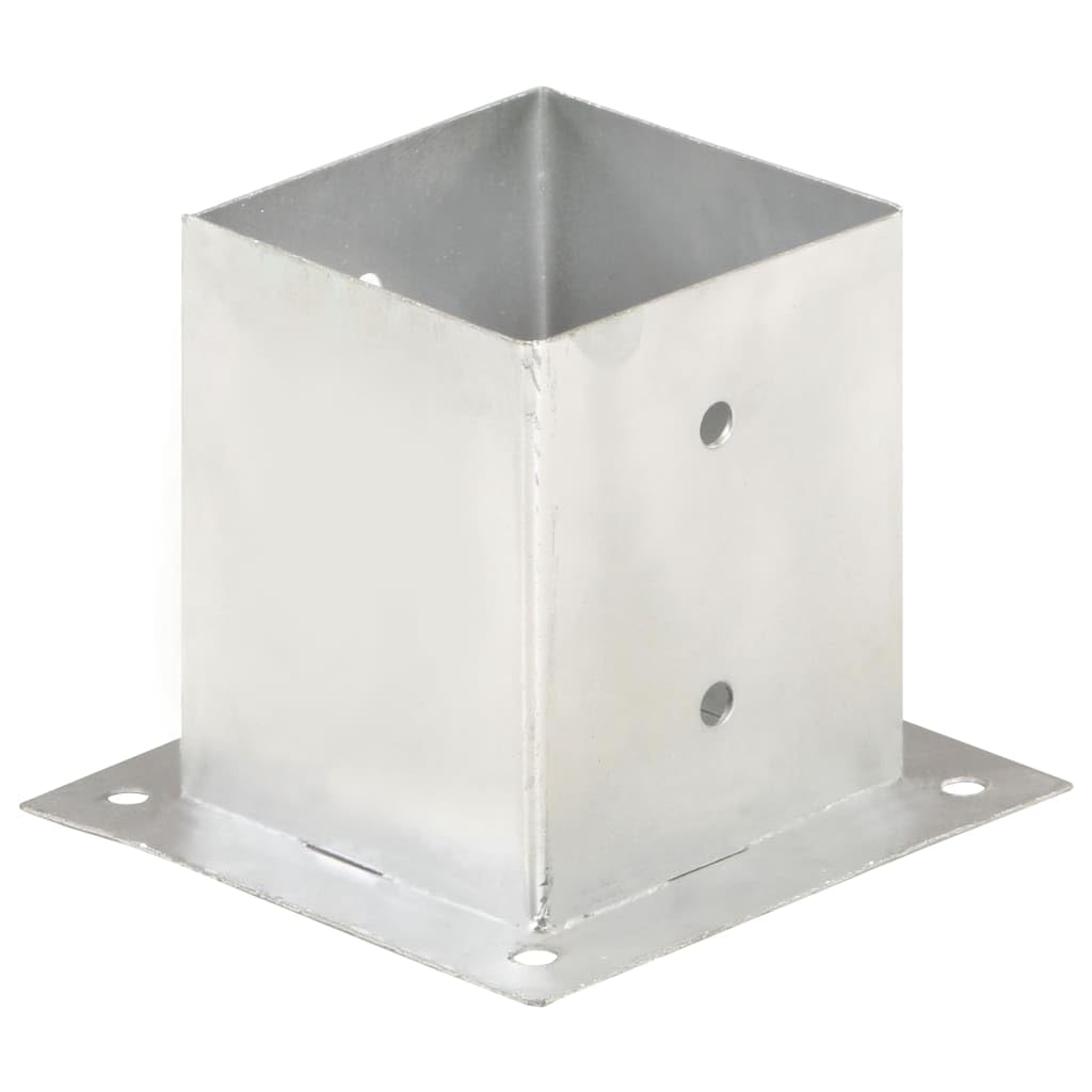 Anclajes de poste de metal galvanizado, 4 unidades, 121 mm, para tubos cuadrados, resistentes al óxido, ideales para fijación al suelo de vallas en hormigón y madera