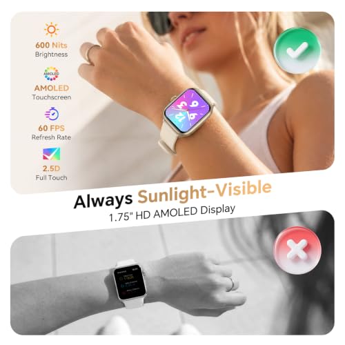 Image of Smart Watch for Women Men Android & iPhone[40mm 3 Bands, Light Khaki]