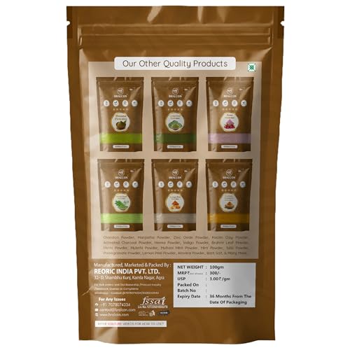 Image of BRALCON Manjistha Powder, 100g | Rubia Cordifolia | 100% Pure & Natural Skin Treatment Mask for Face, Hair Care & Skin Care | for Acne, Pigmentation & Skin Brightening
