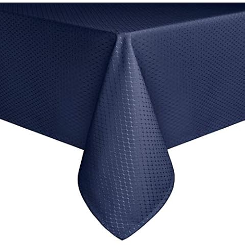 Eforcurtain Home Fashion Rectangular Table Cover Water Resistant Fabric Waffle Weave Tablecloth (60x120, Navy Blue) Cover