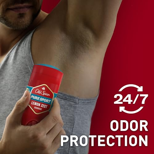 Old Spice Aluminum Free Deodorant for Men, 24/7 Odor Protection, 24/7 Freshness & Lasting Scent, Pure Sport with Citrus Zest Scent, 3.0 oz (Pack of 3)