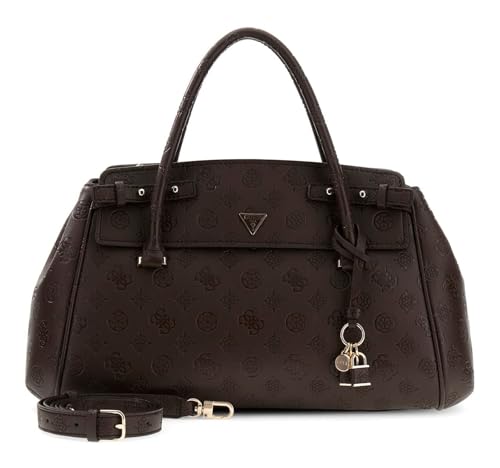Sac à main GUESS Diana Chocolate Logo marron foncé à 3 compartiments