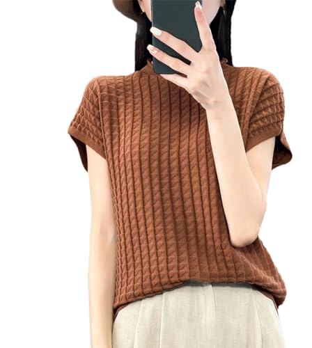 T-shirt d'été coton pull manches courtes col rond femme