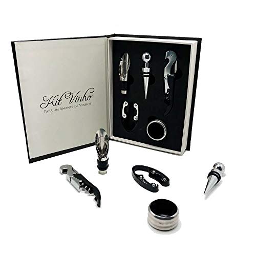 Kit Para Vinho Livro Preto 5PÇS