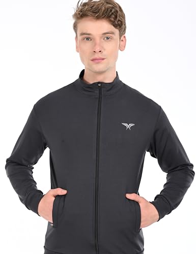 Image of HALFSPACE Men's Lycra Jacket - Lightweight Stretchable Sports & Gym Jacket with Zipper Pockets - Full Sleeve Activewear for Casual & Running