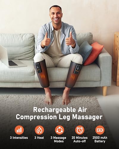 QUINEAR Cordless Leg Massager with Heat and Air Compression, Calf Massager - image 2