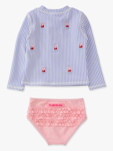 Image of RuffleButts Girls Zipper Long Sleeve - Rash Guard 2-Piece Swimsuit UPF 50+