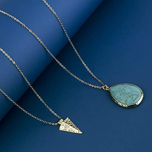 Lux Accessories Turquoise Tone Stone Teardrop Arrowhead Arrow Necklace Set #TOP4