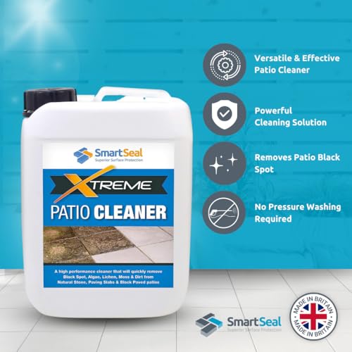 SmartSeal Patio Cleaner Xtreme - Powerful Easy To Apply Patio Cleaning Fluid - Highly Concentrated Patio Black Spot Remover and Paving Slab Cleaner - Eradicate Stubborn Patio Black Spots (5 Litres)