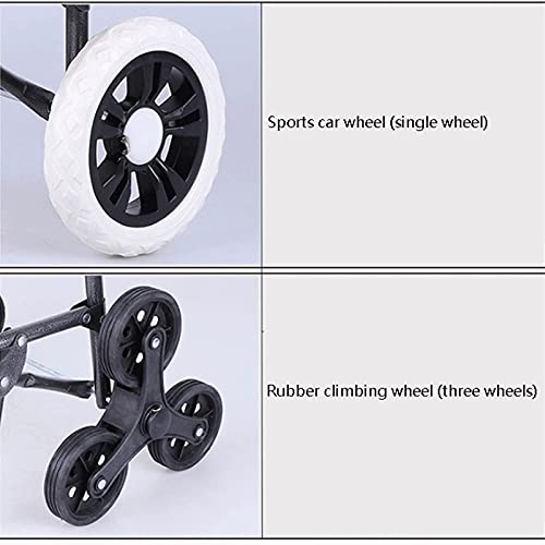 WLKINF Einkaufstrolley, faltbar, mit Rädern, Treppe, Klettern, Trolley, Gepäckwagen, für Lebensmittel, Wäsche, Bücher… – Bild 7