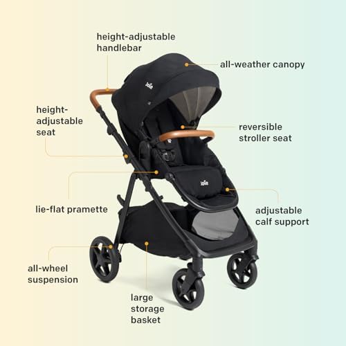 Joie Ginger and Mint Latch Travel System – 4-in-1 Travel System with Baseless Infant Car Seat & Stroller, One-Click Install, from Birth Stroller (Shale Dark) — view 2