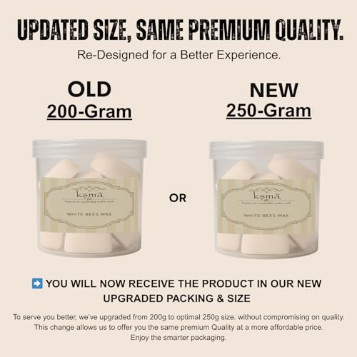 Image of White Beeswax 250g Cosmetic Grade Raw Material for Lip Balm, Cream, Lotion, Soap & Candle Making | Refined White Bees Wax Blocks