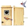 2Pcs Bird Houses for Outside with Metal Guard Cedar Wooden Birdhouses for Bluebirds Hummingbird Wren Finch Cardinals Swallow with 1 12 Entrance Hole