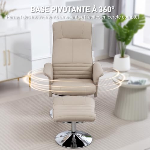 HOMCOM Fauteuil relax Tissu en polyester 69x71x104cm - vue 6