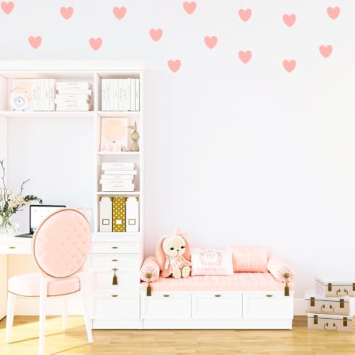 Image of Pastel Color Heart Sticker for Scrapbook or for Wall Decoration, Nursery Decor, Home Decor (Peach)