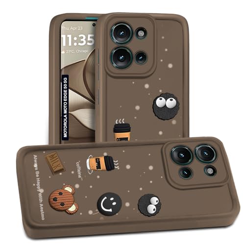 Image of AESTMO Back Case Cover for Motorola Moto Edge 50 5G Cover | Cute Fun Cartoon 3D Ball | Coffee Silicone Case | Full Body Protection | Camera Protection Back Cover for Motorola Moto Edge 50 5G (Brown)