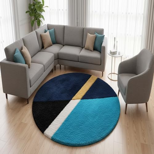 Image of Vintage Threads (Aqua Cut 6x6 Ft Shaggy Carpet for Living Room & Bedroom | Ultra Soft Plush Long Pile Rug | Thick Fluffy 3D Modern Floor Carpet | Cozy Luxury Home Decor Rug