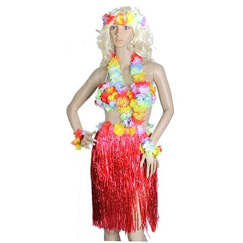 NOLITOY 3pcs Kits for Kids Tropical Hula Grass Skirt Luau Skirts for Women Ornament Kits for Adults