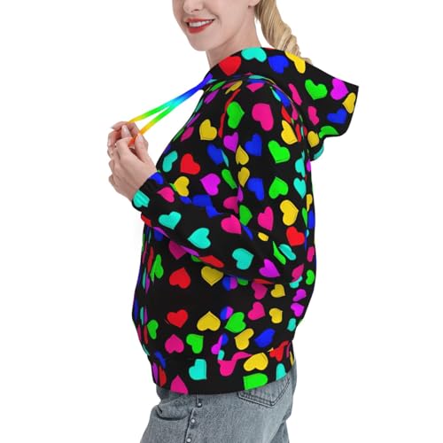 Sweat doux à imprimé cœurs pour femmes pull à capuche tendance extensible - 2