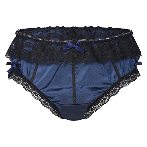 Men's Silky Satin Lace Ruffled Bowknot Panties Knickers Sissy Crossdress Briefs