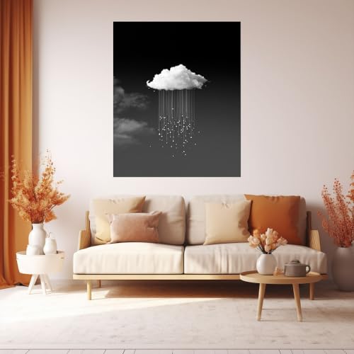 Cuadros pósteres blanco y negro TODOAA de paisajes nubosos para decoración nórdica de salón 3
