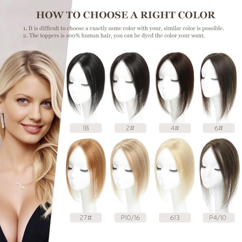 Hair Toppers for Women Real Human Hair,12inch Hairs Topper for Women No Bangs Top Hairs Extensions/Pieces Upgrade Lace Base