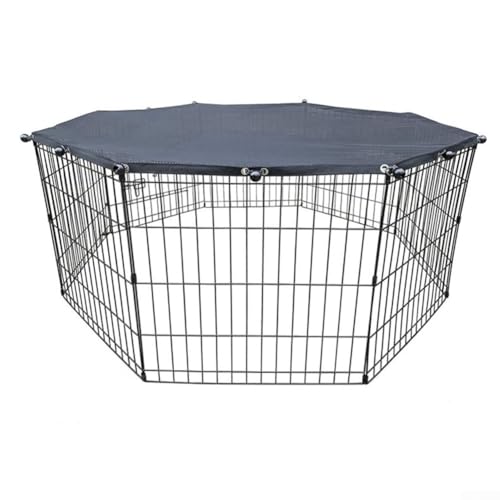 Zeroupshop Achteckige Abdeckung für Hundegehege, für 8 Paneele, 61 cm breites Haustier- Laufstall, 210D silberbeschichtetes Sonnenschutznetz, mit elastischen Bändern, waschbarer Zaunschutz