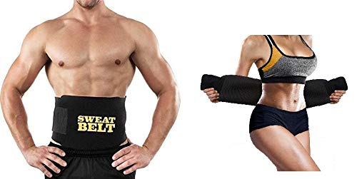 EMERET® Unisex Sweat Fat Burner-Waist Trimmer Slimming Belt (Black, Free Size) (B089K8GCQD) Amazon Price History, Amazon Price Tracker
