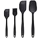 PREMYO Set 4 Spatule Silicone Cuillère Cuisine Pinceau à Pâtisserie Palette Souple Racloir à Pâte Gâteau Anti-Adhérent Anti-Chaleur Anti-Rayure Noir
