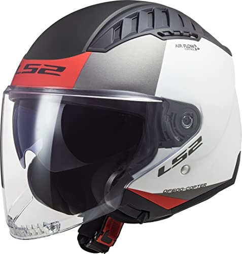 Casque Moto Jet LS2 Copter II Urbane Matt White Red pour motard urbain
