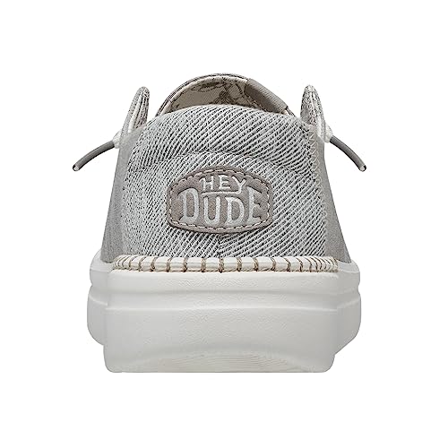 Image of HEYDUDE Women's Wendy Rise Slip On Shoe, Lunar Rock Size 10 | Lightweight Platform Loafer with Elastic Laces and Foam Insole