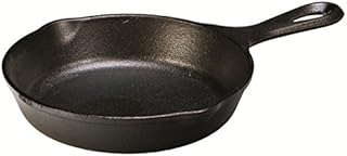 LODGE H3SK 16.51 cm / 6.5 inch Pre-Seasoned Heat-Treated Cast Iron Round Skillet/Frying Pan, Inoxidable, Black