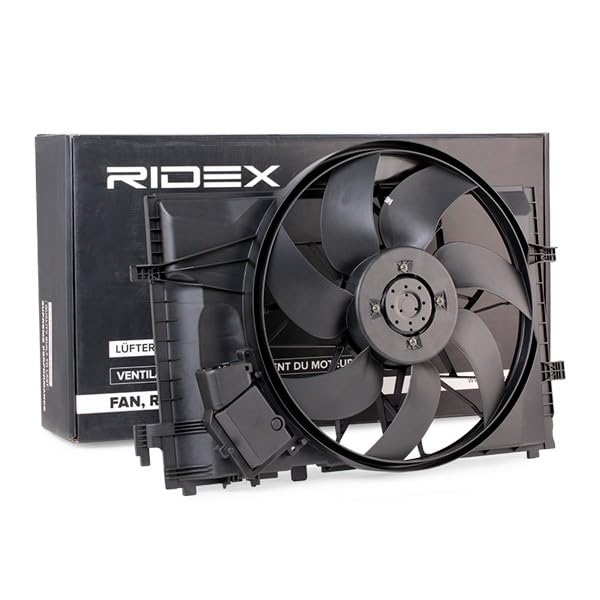 RIDEX 508R0085 Ventilador de motor con unidad de control con bastidor radiador (armazón) Motor sin escobillas Compatible con MERCEDES-BENZ Clase C Sedán W203