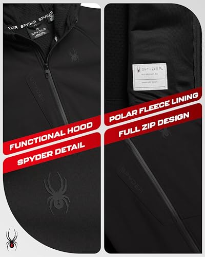 Image of Spyder Boys Softshell Jacket - Cozy Insulated Fleece Lined Softshell Winter Coat Hooded Windbreaker Jacket for Boys
