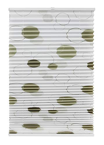 Rideaux plissés à motif cercle - Vert et blanc - Différentes tailles - Fixation sans perçage, Tissu, vert, 40x130 cm Cover