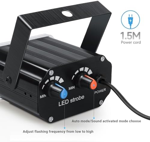 Luditek Halloween Mini LED Strobe Light, Sound Activated Party Lights 7 Colors Dj Lighting, Disco Flashing Light for Home Room Dance Parties Karaoke Xmas Wedding Outside