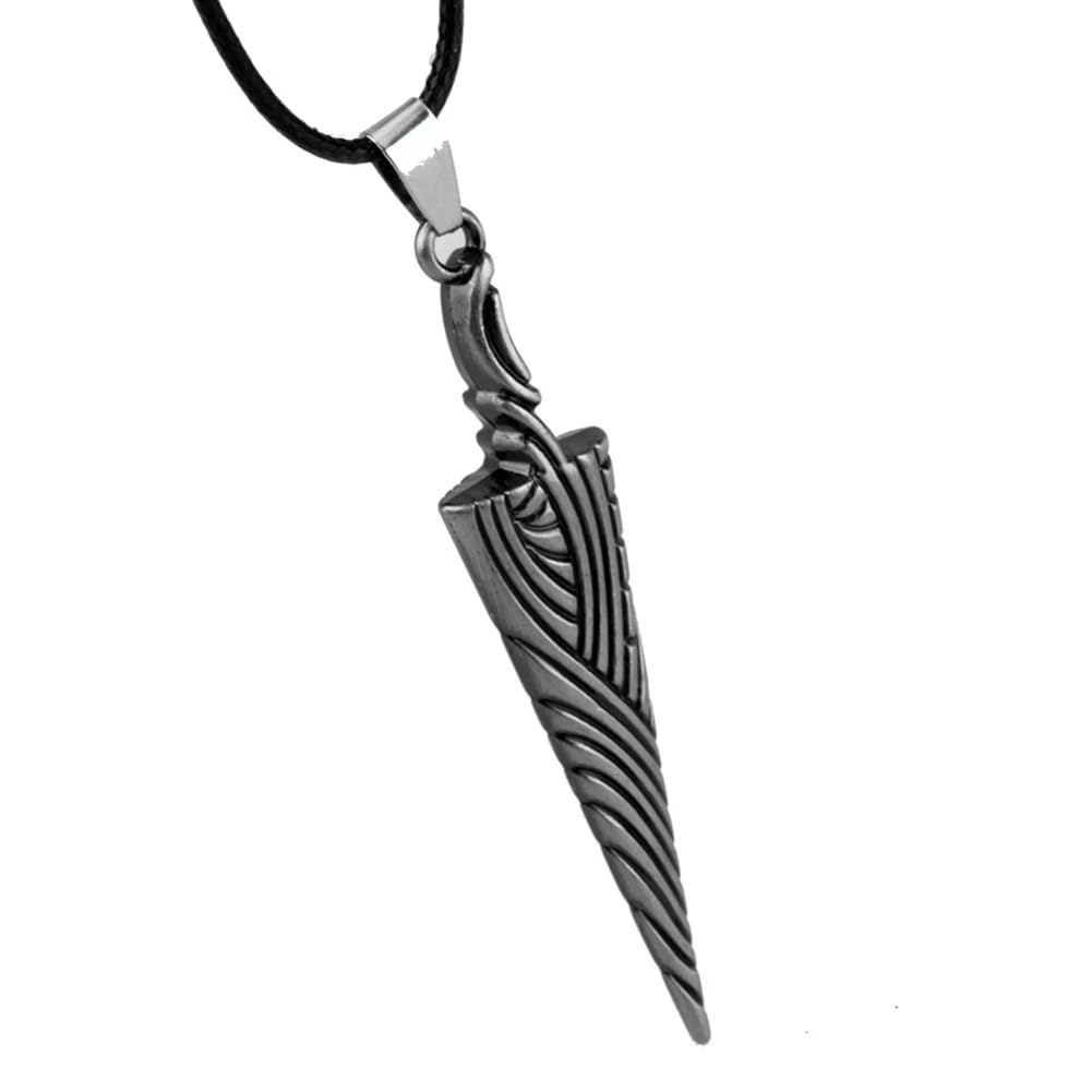NLIEOPDA Spike-Shaped Game Character Necklace - Gothic Style Metal Pendant with Keychain