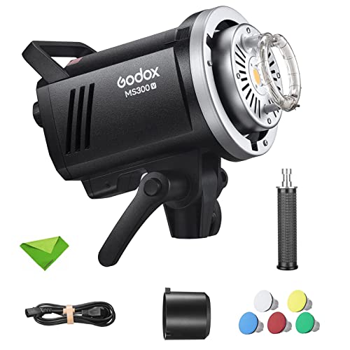 Godox MS300V 300W Studio Flash 0.1~1.8S Tempo de Reciclagem 5600±200K com Lâmpada de Modelagem LED L