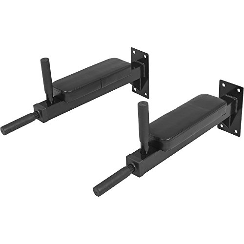 GORILLA SPORTS® Dip Station - zur Wandmontage, bis 200 kg Belastbar, mit Polsterung, aus Stahl, Schwarz - Dip-Station, Bauchmuskeltrainer, Dipstation, Dips Barren, Bauchtrainer