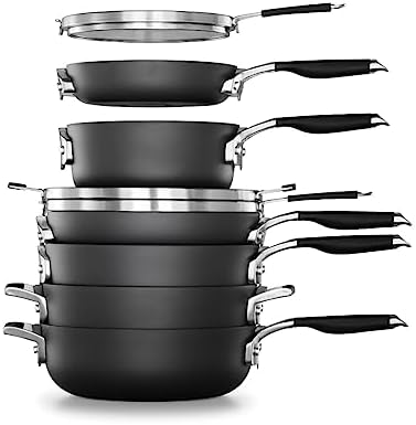 Calphalon Select Space-Saving Hard-Anodized Nonstick 9-Piece Cookware Set, Gray