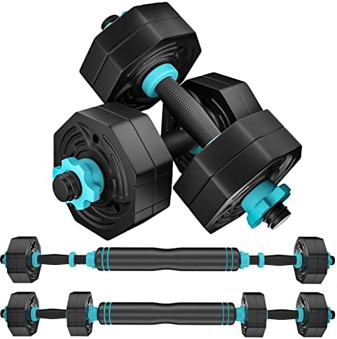 Weights Dumbbells Set,20LB Adjustable ARUNDO Exercise Equipment for Home Gym Workouts,Free Weights Muscle Building Barbell Set for Men/Women