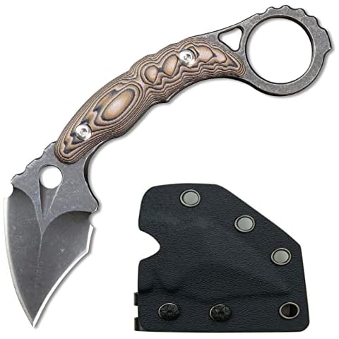 Ccanku C1107 Fixed Blade Knife D2 Blade, G10 Handle Knife for Outdoor Camping, Survival EDC Tool Fixed Knives,Kydex Sheath (Yellow) Cover