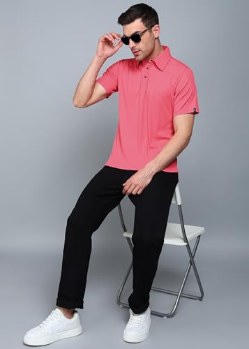 Image of INKKR Men Soild Polo Neck Texture T-Shirt