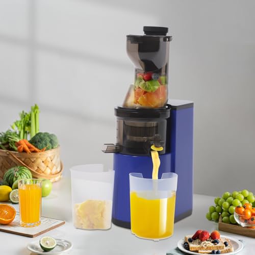 Exprimidor lento de prensado en frío azul para frutas, verduras y zumos 4